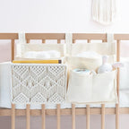 Mkono Bedside Caddy, Macrame Bunk Bed Hanging Organizer, 7 Pockets Ivory | Dorm - Image 8