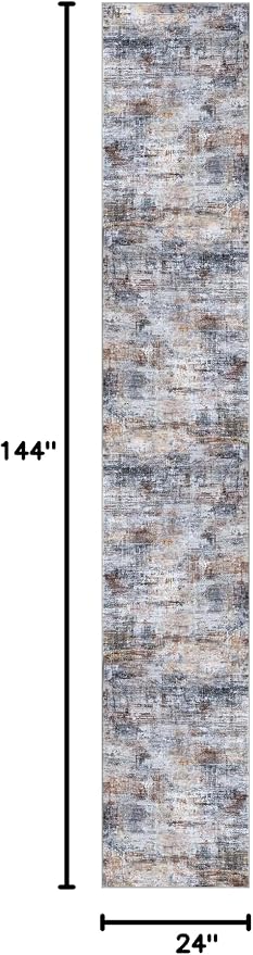 Abstract Runner Rug 2x12 Ft Washable Runners - Image 2