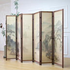 6 Panel Bamboo Room Divider, 5.6 ft Tall Double-Sided Folding Privacy Screen - Image 2