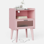 MMEOLUOOK Nightstand with Charging Station, Bedside Tables Pink End Table Side - Image 3