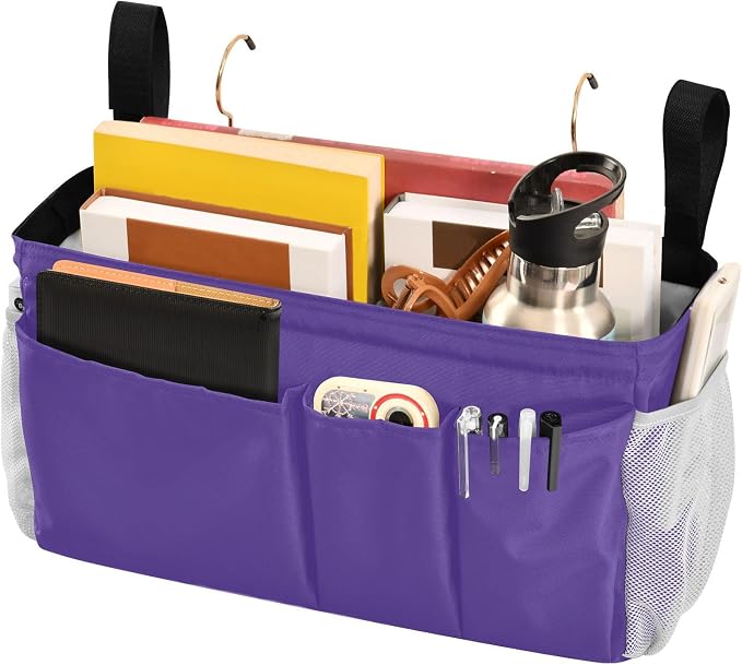 Dark Purple Bedside Caddy Storage Bag Bedside Organizer - Image 3