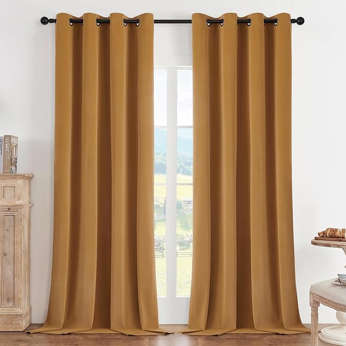 Joydeco 100% Blackout Curtains Velvet Black Out Curtain 90 Inch Drapes | by JOYDECO