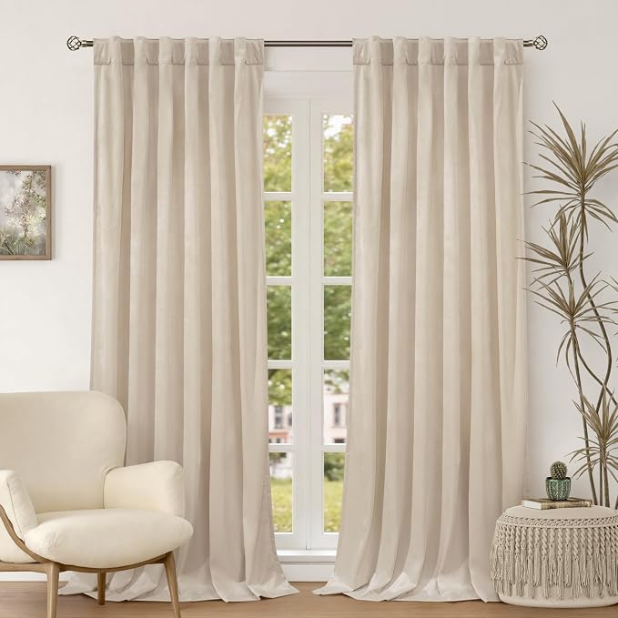 BGment Cream Beige Velvet Curtains by BGment