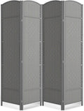 4 Panel Folding Room Divider, Woven Privacy Screen, handcrafted diamond pattern by cocosica