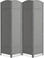 4 Panel Folding Room Divider, Woven Privacy Screen, handcrafted diamond pattern by cocosica