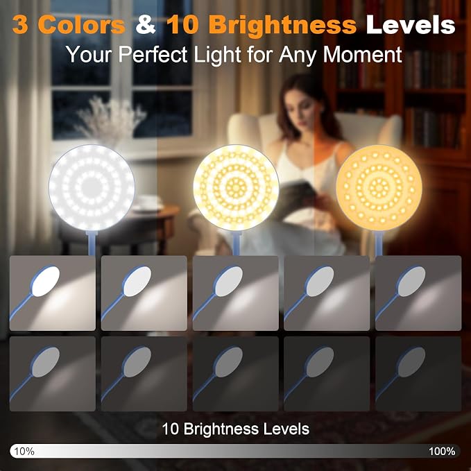 Rechargeable Desk Lamp with Clamp, 97 LED Eye-Care Table Light - Image 2