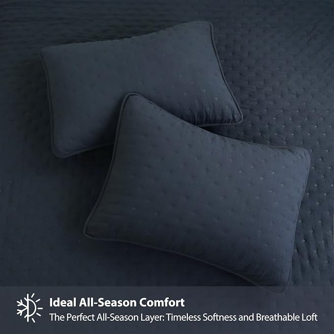 ROARINGWILD Navy Blue King Size Quilt Bedding Set - Image 4