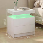 White Modern LED Nightstand Set of 2 - Image 2