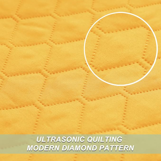 Exclusivo Mezcla Reversible King Size Quilt Bedding Set, Bright Yellow | - Image 4