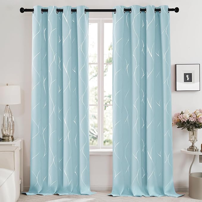 Deconovo Curtains for Living Room, Pattern Blackout Curtains 84 Inches Long | - Image 2
