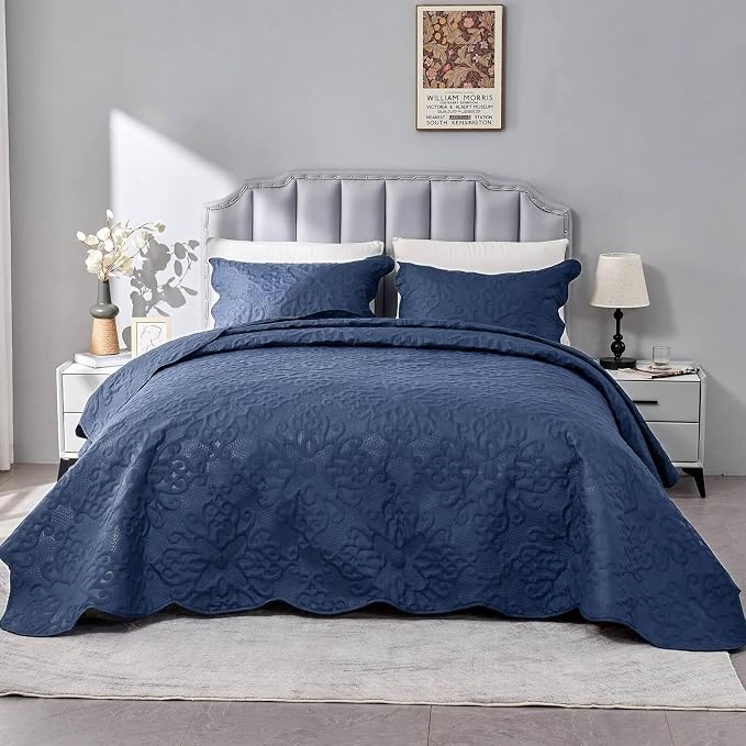 Kingnex Oversized King Bedspreads 128x120 Navy | Lightweight, Extra Wide Quilt - Image 2