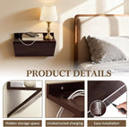1 Pack 13 x 7 x 5.5 Inch Floating Nightstand Wooden Bedside V Shape Wall Shelf - Image 4
