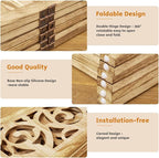 Svimi Folding Room Divider, 5.6Ft 6 Panels Wood Carved Privacy Screens - Image 3