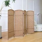 4 Panel Rattan Divider Short Room Partition Screen, Double Sided Folding Divider - Image 5
