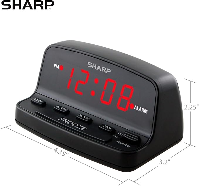 Sharp Digital Alarm Clock with Keyboard Controls, Large Snooze - Image 5
