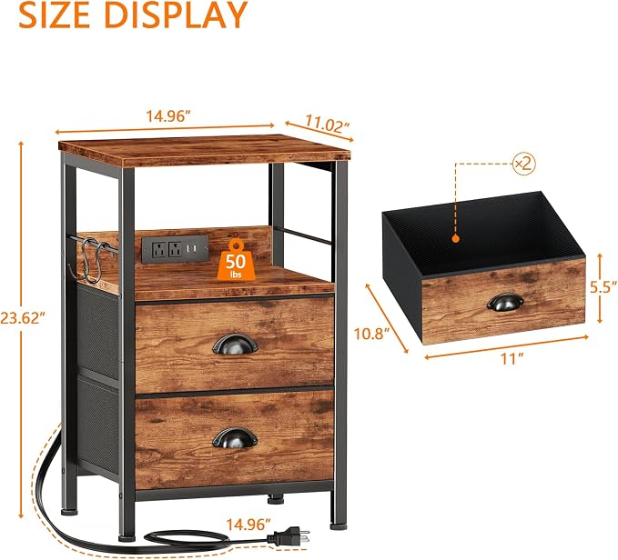 Nightstand with Charging Station - Image 3