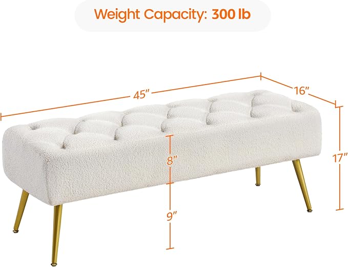 Yaheetech 45in Boucle Bench Seat - Image 3