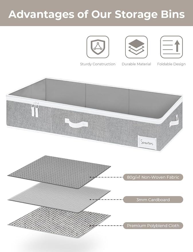 StorageWorks 6 Inch Low Profile Under Bed Storage Containers - Image 6