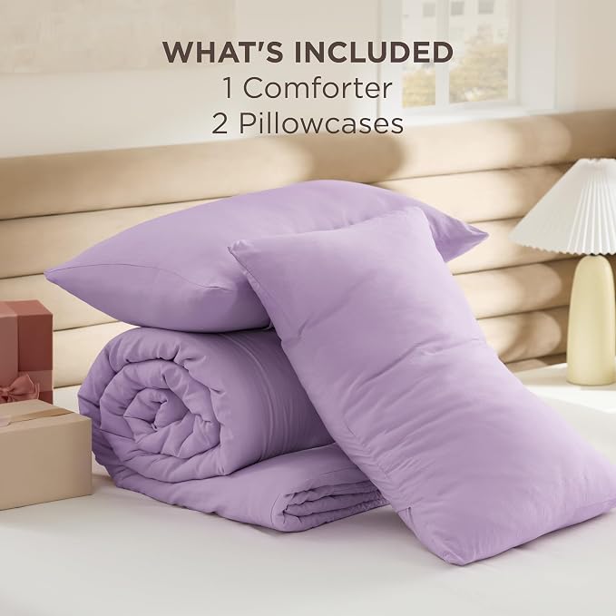 Bedsure King Comforter Set, Lavendar Soft Prewashed Bedding - Image 7