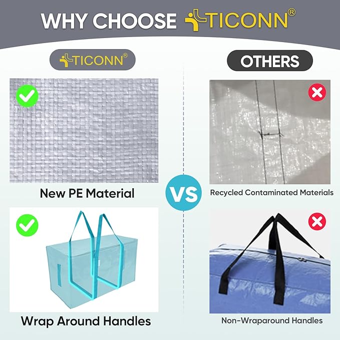TICONN 2 Pack Extra Large Moving Bags Heavy Duty - Image 4