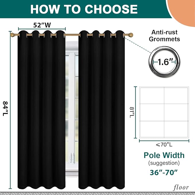 Diraysid 100% Blackout Curtains Black Linen Curtains - Image 6