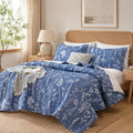 JANZAA Quilt King Size, Infinity Blue Bedspread Floral Bedding Set 3 Pieces | by JANZAA