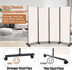 Room Divider Folding Privacy Screens W/Wheels, Divider - Image 3