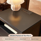 Huuger Nightstand with Charging Station, Bedside Table with Storage, Modern - Image 7