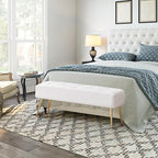 Furnimart Upholstered Tufted White Bench Ottoman - Image 4