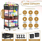 Goovilla Diaper Cart with Lockable Wheels and Easy Assembly, 3 Tier Black | - Image 4