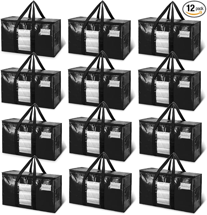 TAILI 12 Pack Black Extra Large Moving Bags, Storage Bag by TAILI
