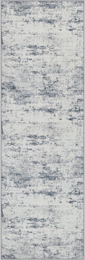 2.6x14 Washable Runner Rug:Modern Abstract Soft Carpet Blue Grey | by FXRHLP