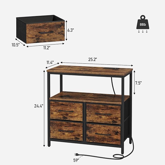 TUTOTAK Large Night Stand with Charging Station | Bedside Table with USB and - Image 3