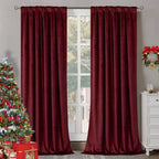 BGment Christmas Red Velvet Curtains 90 Inches - Image 2