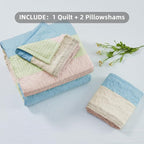 King Size Quilt Set Blue Pink - Image 6