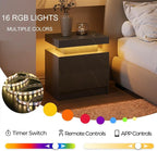 Modern Gray LED Nightstand for Bedroom Bedside Table - Image 5