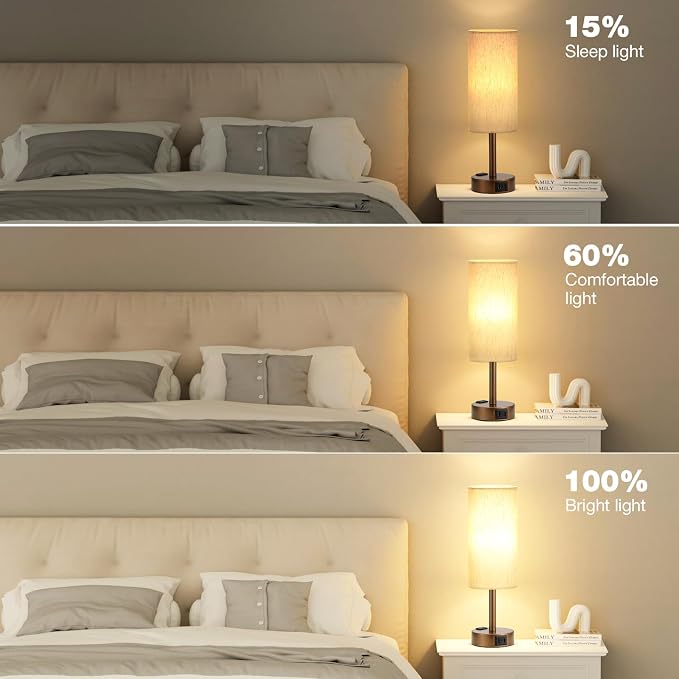 Brown Bedside Table Lamp for Bedroom - Image 4