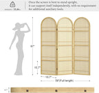 Rattan Room Divider with Built-in Bookshelf | Foldable Privacy Screen & - Image 2