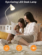 BOHON Clamp Lamp 5 Color Modes 10 Brightness Dimmer Bedside Lamp, Adapter - Image 7