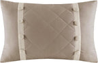 Madison Park Cotton Traditional Diamond Quilted Khaki Queen Quilt Set, Machine - Image 7