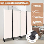Room Divider Folding Privacy Screens W/Wheels, Divider - Image 4