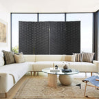 Room Divider Wall Divider 6FT 4 Panels Wood Mesh Hand-Woven Indoor Room Screen - Image 7