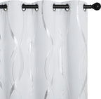 NICETOWN Greyish White Wave Line Printed Curtain 2 Panels Set by NICETOWN