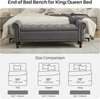 SOFTHION 58.1" Storage Bench for Bedroom, Linen Upholstered - Image 5