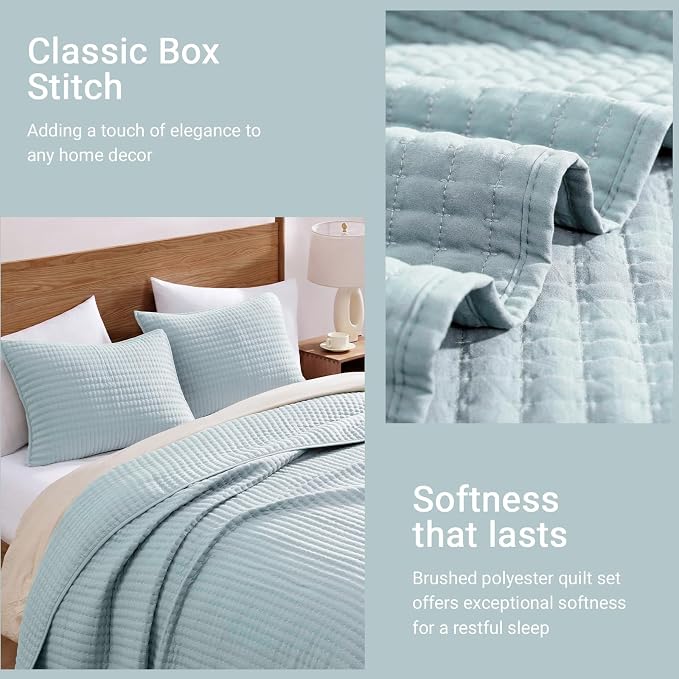 Twin Quilt-Lightweight Bedspreads Sky Blue Twin Quilt Bedding Set | Soft - Image 6