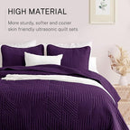 Exclusivo Mezcla Ultrasonic Full Queen Quilt Bedding Set, Deep Purple | - Image 4