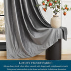 PRIMROSE Dark Grey Velvet Curtains 72 inch Long - Image 4