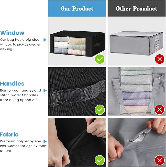 HomeHacks 8-Pack Clothes Organizer Storage Bags, 35L Storage Bins, Reinforced - Image 4