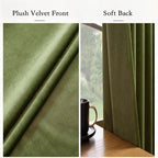 Timeper Hunter Green Velvet Curtains W52 x L90 inches 2 Panels, Back Tab & Rod - Image 4