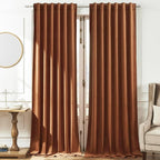 Timeper Burnt Orange Velvet Curtains 63 inches 2 Panels, Light Blocking Curtains by Timeper